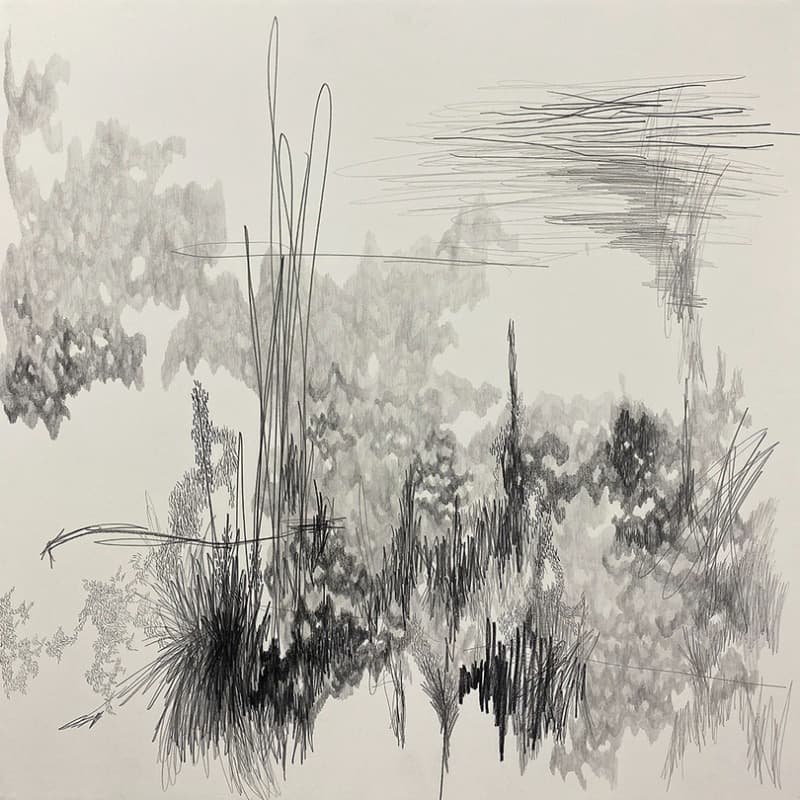 박소현, Scribbled Square · Pencil on paper · 47x47cm · 2021 (출처= 갤러리월) · Scribbled Square · Pencil on paper