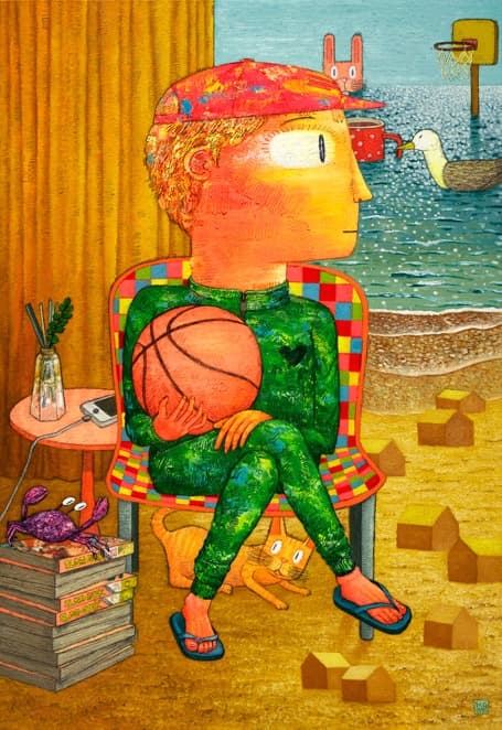 Let’s start again · Oil on Linen · 80 x 116cm · 2021 (출처= 블루원 갤러리) · Let’s start again · Oil on Linen
