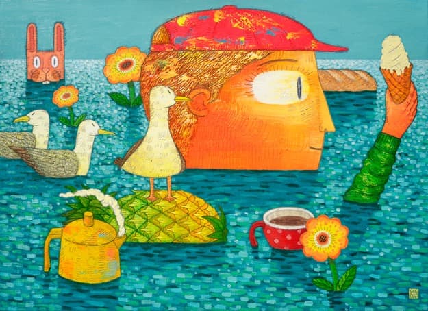 ice cream melts · Oil on Linen · 73 x 53cm · 2021 (출처= 블루원 갤러리) · ice cream melts · Oil on Linen