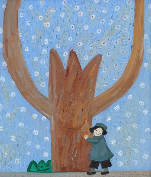 hug myself · Oil on Canvas · 53 x 45.5cm · 2021 (출처= 학고재 아트센터) · hug myself · Oil on Canvas