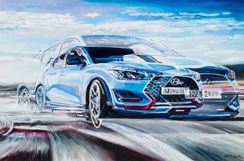 벨로스터N · oil on canvas · 72.7x50(20M) · 2021 (이미지 제공 = 스페이스 엄) · Veloster N · oil on canvas