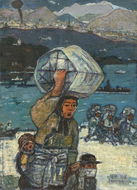 57년만에 그려본 내고향 해주 · Oil on Canvas · 92.0 x 116cm · 2004 (출처= 미광화랑) · The hometown I drew for the first time in 57 years