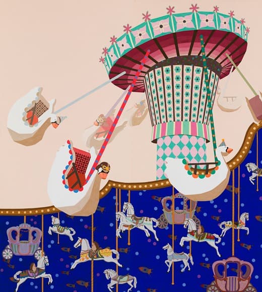 다 잊어보는건 어때? · 장지에 채색 · 200 x 90cm x 2ea · 2021 (출처= 동덕아트갤러리)