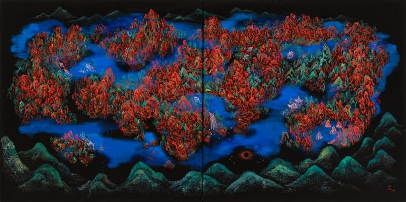 [김지평] 묘-향(妙-鄕) · 혼합매체 · 150_300cm · 2015 (출처= 경남도립미술관)