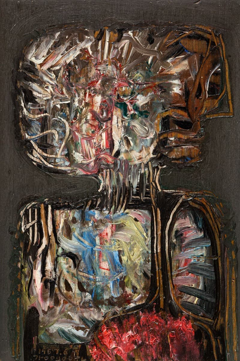 예술가 · 목판에 유채 · 33.3x24.2cm · 1957 (출처= 광주시립미술관)