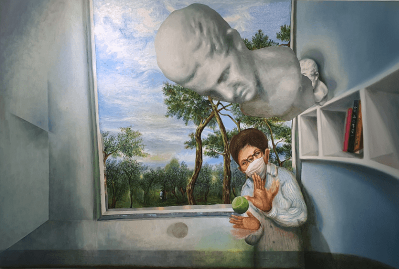 슈 - ㄱ! · 캔버스에 유채 · 132.1 * 193.9 cm · 2021 (출처= 인디프레스갤러리) · Oil on canvas