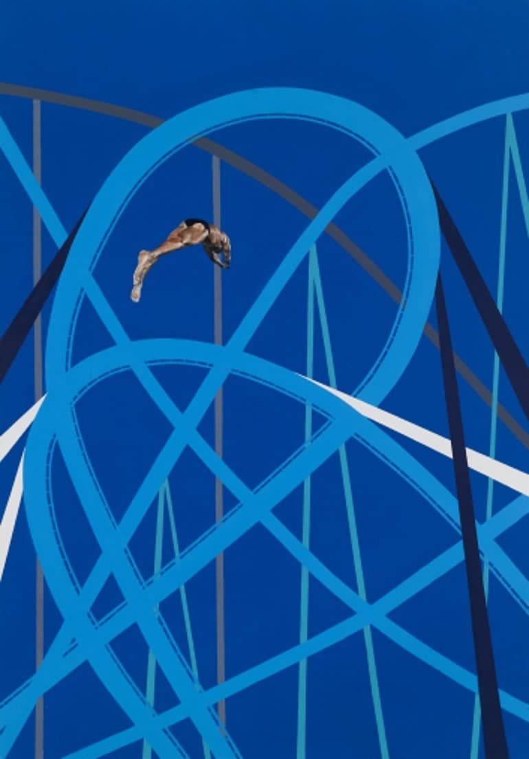 박상희, 롤러코스터 · acrylic&oil on canvas · 162X112cm · 2020 (이미지 제공 = 아트스페이스영) · Park Sanghee, roller coaster · acrylic&oil on canvas