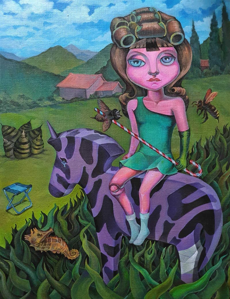 말을 탄 고디바 · acrylic on canvas · 27.3 x 22.0 · 2020 (출처 = 갤러리 너트) · lady godiva · acrylic on canvas