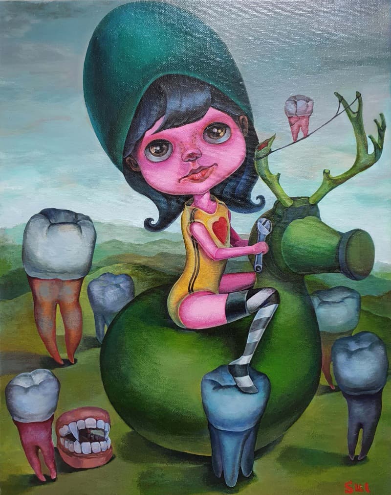 이빨요정 · acrylic on canvas · 27.3 x 22.0 · 2020 (출처 = 갤러리 너트) · acrylic on canvas