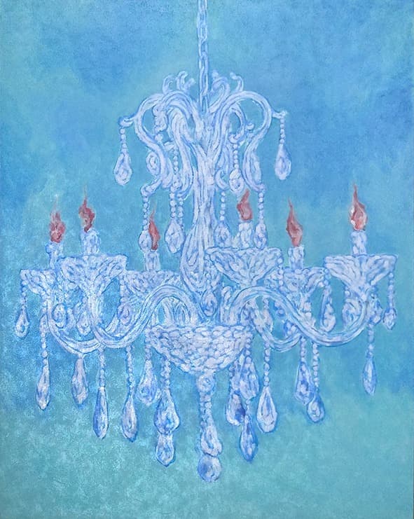 Chandelier_오래된 그리고 빛나는 · 천에 수묵바탕 및 채색, 혼합재료 · 91x73cm · 2021 (이미지 제공 = 갤러리위)