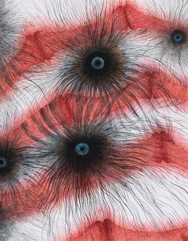 물의 희롱 · 실크에 잉크 · 30 x 40 cm · 2019(출처=소촌아트팩토리 블로그) · The Tease of Water · ink on silk