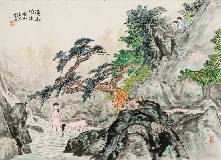 계산욕유 · 수묵담채 · 39 x 54.5 cm · 1990년대(출처=아산조방원미술관 블로그) · ink and color painting
