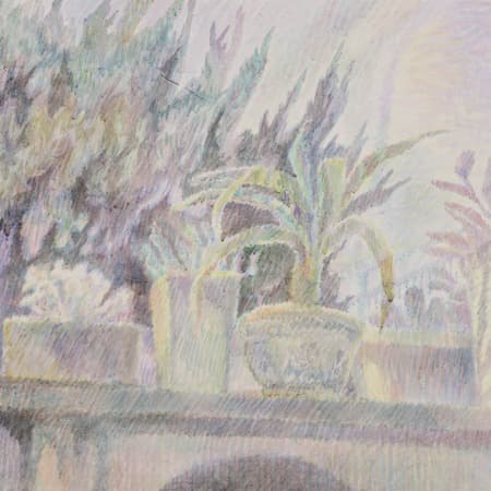 Shimmering darkness · 장지에 채색 · 45.0 x 45.0 cm · 2021(출처=에브리아트 블로그) · Shimmering darkness · coloring on paper