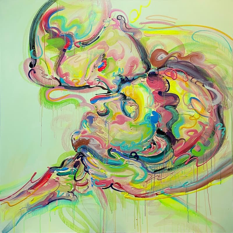 Epidermis world; Love 33 · Acrylic on canvas · 130 x 130 x 2.7 cm · 2021 (이미지 제공 = 청화랑) · Epidermis world; Love 33 · Acrylic on canvas