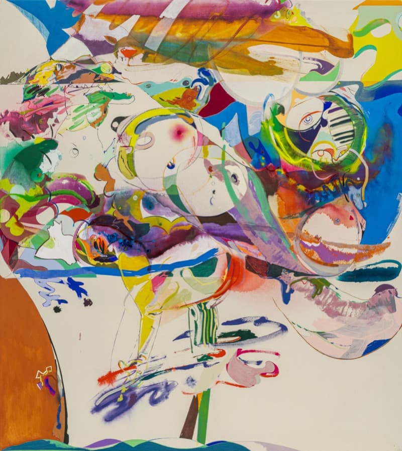 Don't look back in anger · Acrylic, color pencil, and graphite on canvas · 208 x 185 cm · 2020-21. Courtesy of the artist. (출처= PKM갤러리) · Don't look back in anger · Acrylic, color pencil, and graphite on canvas