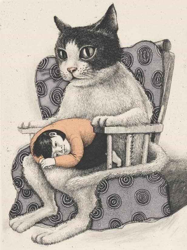 My pet6 - Yello T shirt · Etching, Chine-colle · 25 x 20 cm · 2014 (출처=수성아트피아) · My pet6 - Yello T shirt · Etching, Chine-colle
