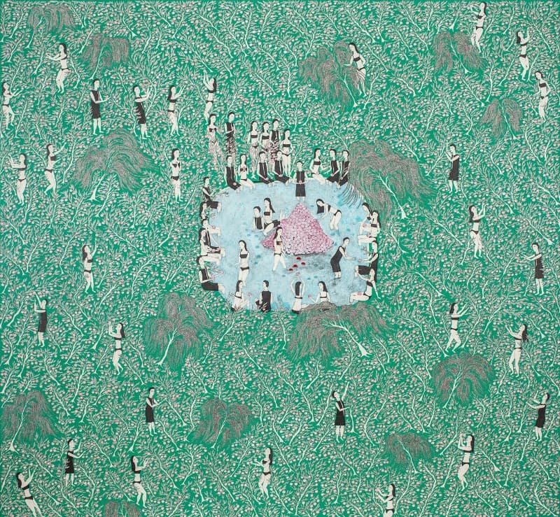 First apple2 · 장지에 연필, 색연필 · 130 x 140 cm · 2017( 출처=이천시립월전미술관) · First apple2 · pencil and color pencil on paper