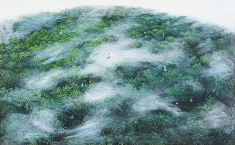 숨겨진 세상-낯선 여행 · 한지에 아크릴 · 100×160cm · 2019( 출처=이천시립월전미술관) · A hidden world-new trip · acrylic on paper