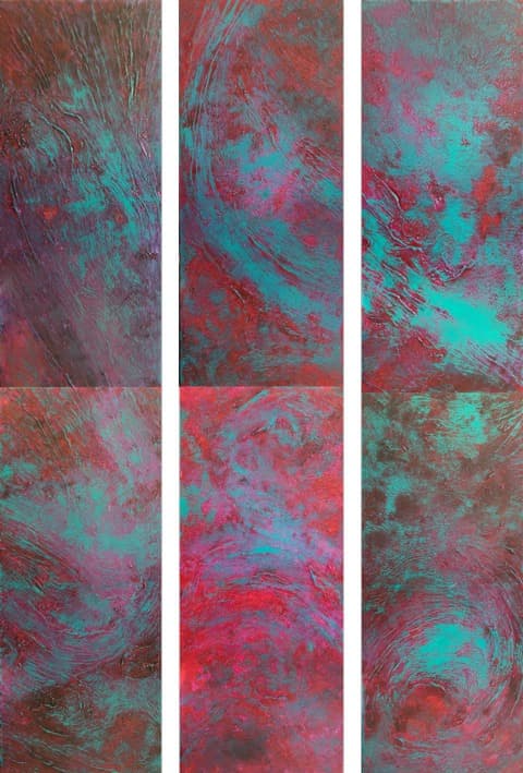 의식의흐름 PURPLE · Oil on Canvas · 각 106 x 46cm x 3ea · 2021 (출처= 모리스갤러리)