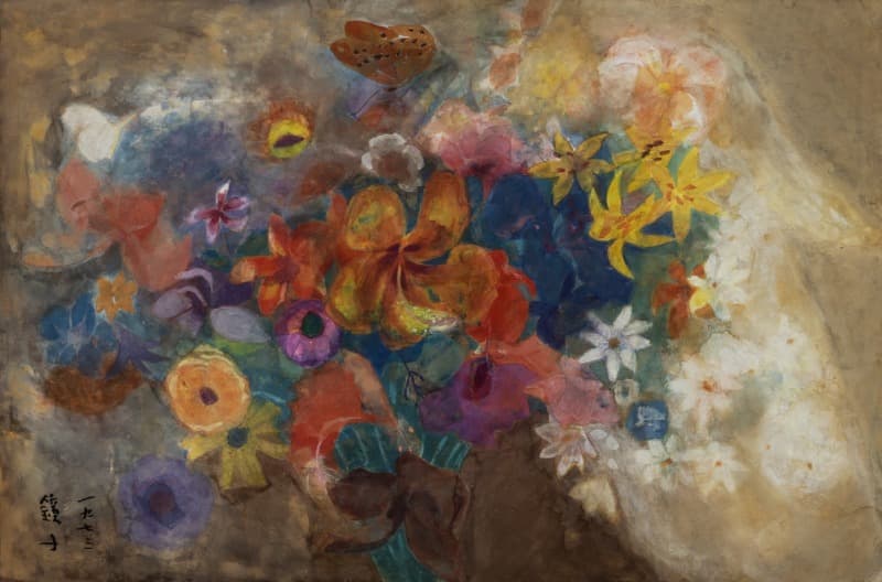 꽃과 나비 · 39 x 59.5 cm · 1973 (출처=전남도립미술관) · flowers and butterflies