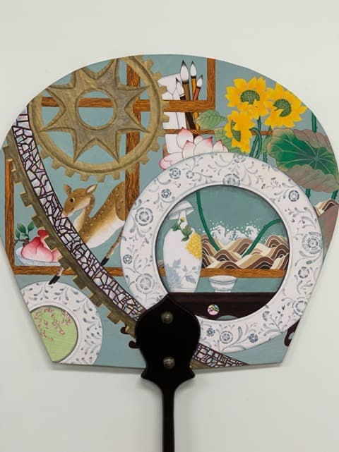 김성진, 시간 속 회상 · 한지에 분채, 봉채 · 56 x 51cm · 2021 (출처= 세종시문화재단) · reminiscence in time · Bunchae, Bongchae on Korean paper