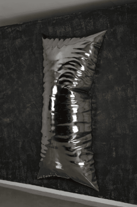 김태인, 우연한 팽창 · Stainless steel · 10m이내 가변설치 · 2021 (출처= 포항문화재단) · accidental swelling · Stainless steel