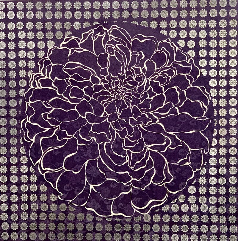 memory_mori #10 · Silk, Acid dye, YUZEN · 100 x 100 cm · (출처=낙동강문화관) · memory_mori #8 · Silk, Acid dye, YUZEN