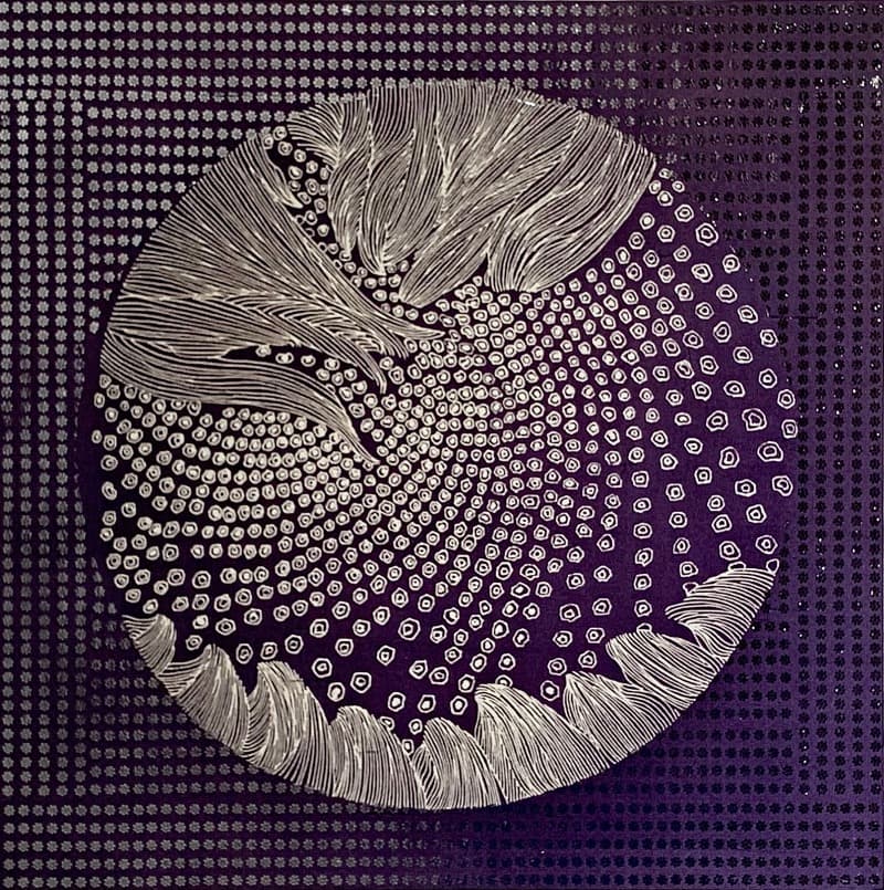 memory_mori #9 · Silk, Acid dye, YUZEN · 100 x 100 cm · (출처=낙동강문화관) · Silk, Acid dye, YUZEN