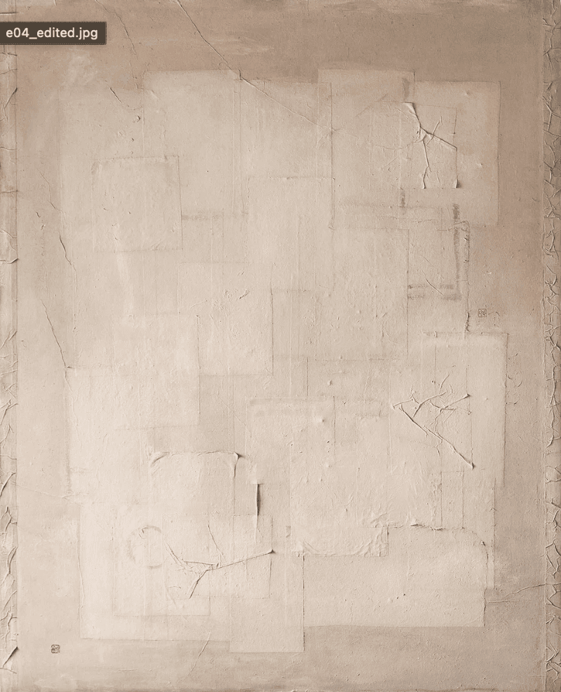 겹겹이 · 한지, 아크릴물감, 먹, 커피 · 80.3 X 100 cm · 2021(출처=데코인갤러리) · layers · korean paper,  acylic, ink, coffee