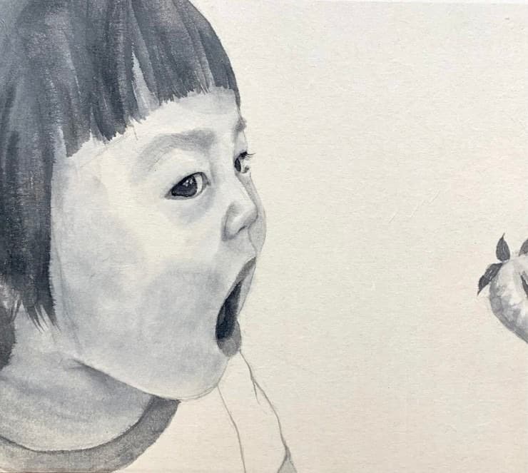 딸기가 좋아 · 장지에 수묵 · 25 x 28cm · 2020 (출처= 갤러리도스)