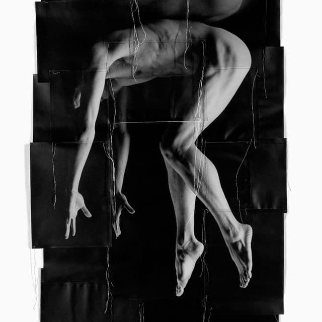 In The Beginning 09 · Gelatin Silver Photograph with thread on paper · 172 x 125.5 cm · 1998(출처=아트이슈프로젝트 인스타그램) · In The Beginning 09 · Gelatin Silver Photograph with thread on paper