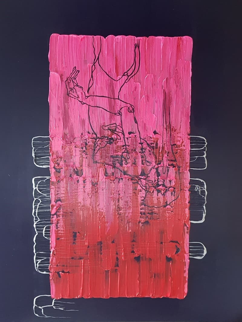 추락 · 캔버스에 아크릴 · 145.5 x 112.1 cm · 2020(출처=갤러리아미디) · FALL · acrylic on canvas