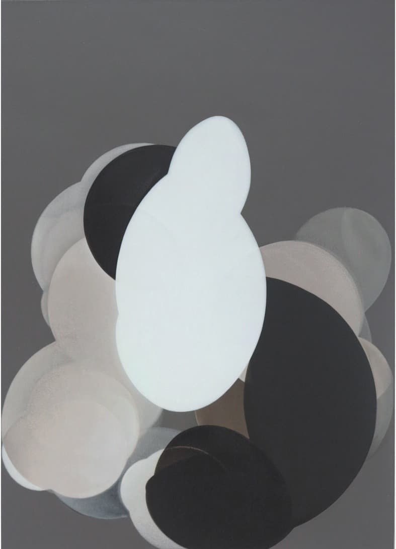 홍수연,  Deformable round · 캔버스에 아크릴, 혼합재료 · 91x65cm · 2010 (출처= 드로잉룸) · Deformable round