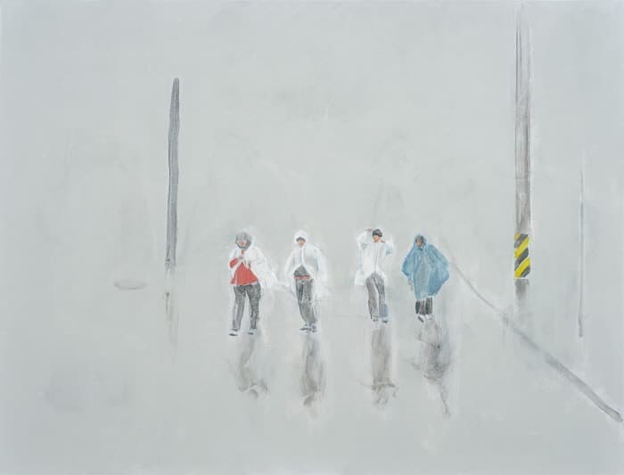 빗길 · 캔버스에 아크릴 · 145×190cm · 2020 (출처= 아트센터 화이트블럭)