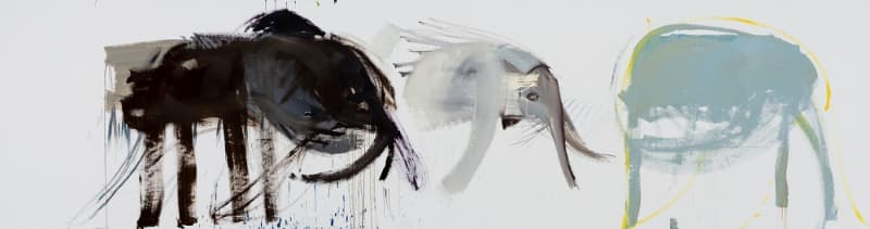 유현경, Family 1 · Oil on canvas · 151.5x571cm · 2021 (출처= 아트스페이스3) · Hyeonkyeong YOU, Family 1 · Oil on canvas