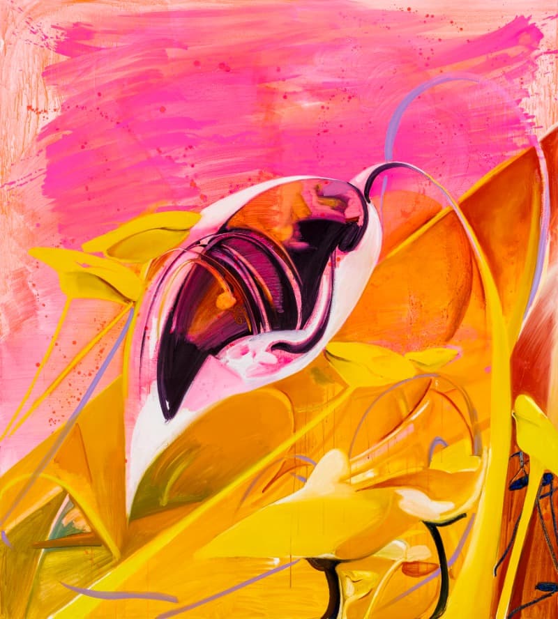 이진한, Nine Yellow Flowers · Oil and acrylic on linen · 200x180cm · 2021 (출처= 아트스페이스3) · Jin Han Lee, Nine Yellow Flowers · Oil and acrylic on linen