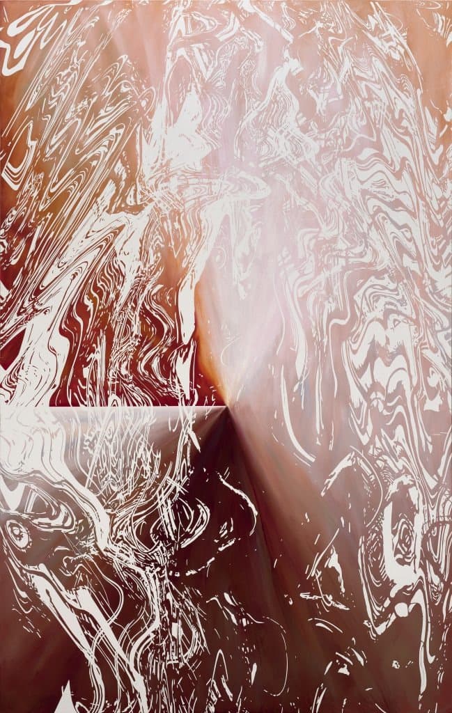 THE IMPOTENCE OF FIRE 2.0 · 캔버스에 유채 · 300 x 190cm · 2021 (출처= 조현화랑) · THE IMPOTENCE OF FIRE 2.0 · Oil on canvas