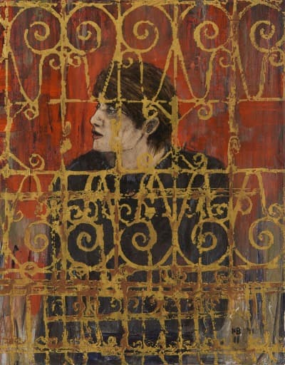 Hernan Bas, Too much interested in his own affairs to pay attention to you · Acrylic and silkscreen on linen · 35.6 x 27.9 cm · 2011 (Source=KIAF SEOUL Insights) · Hernan Bas, Too much interested in his own affairs to pay attention to you · Acrylic and silkscr