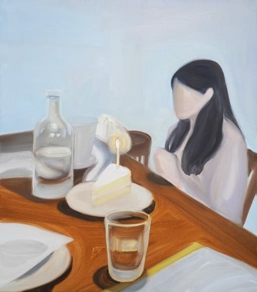 make a wish · 캔버스에 유채 · 53.0x45.5cm · 2021 (출처= 갤러리도스) · make a wish · Oil on canvas