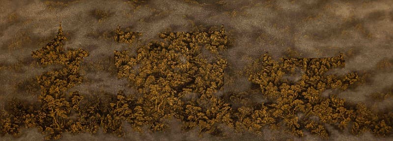 이동시점으로 본 풍경 Yellow 21-01 · 장지 위에 먹, 안료 · 210x580cm(4PCS) · 2021 (이미지 제공 = 조현화랑)