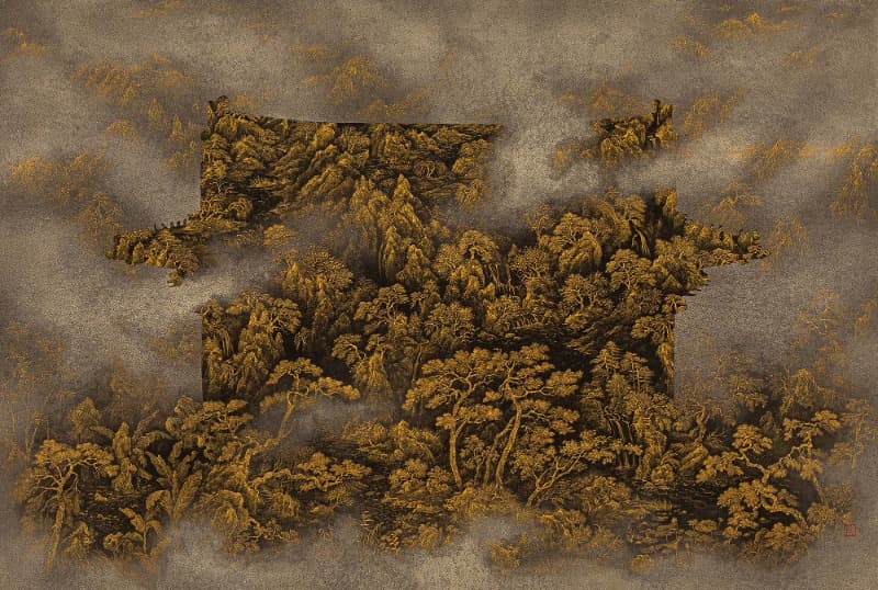 이동시점으로 본 풍경 Yellow 20-03 · 장지 위에 먹, 안료 · 135x197cm · 2020 (이미지 제공 = 조현화랑)