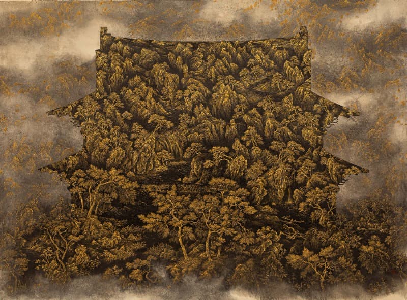 이동시점으로 본 풍경 Yellow 20-05 · 장지 위에 먹, 안료 · 179x243cm · 2020 (이미지 제공 = 조현화랑)