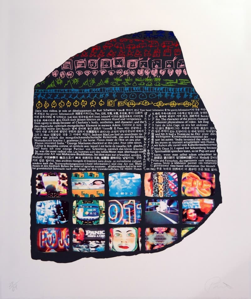 PAIK NAM JUNE, <Key to the Highway> · Silkscreen and etching on Rives BFK paper · 86 x 71cm · 1995 (이미지 제공 = 이동훈) · PAIK NAM JUNE, <Key to the Highway> · Silkscreen and etching on Rives BFK paper