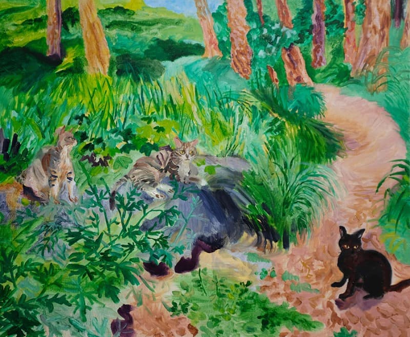 소나무 숲의 친구들 · 캔버스에 유채 · 50×60.6cm · 2021 (출처= 플레이스막1) · Buddies in a Pine Forest
