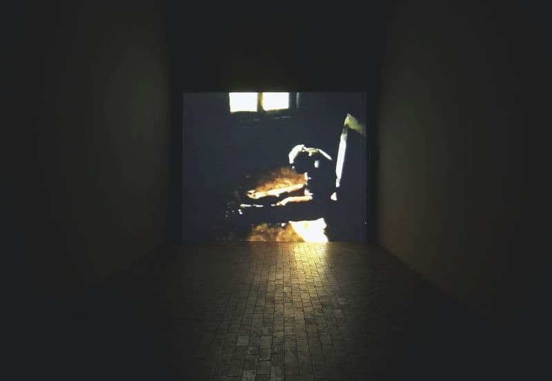 기침하는 남자(L'Homme qui tousse) · 영상(video) · 300x225cm · 1969 (출처= 부산시립미술관) · L'Homme qui tousse · video