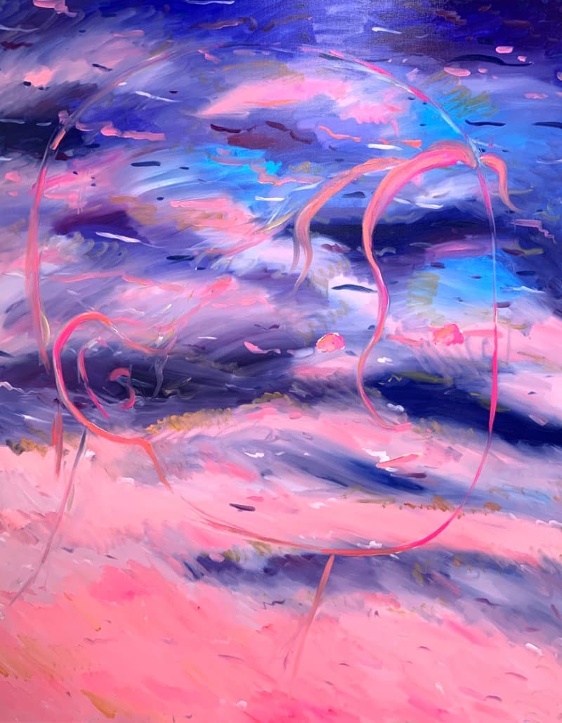 Face to Sunset · 캔버스에 유채 · 130.3x162cm · 2021 © ene · Face to Sunset · oil on canvas