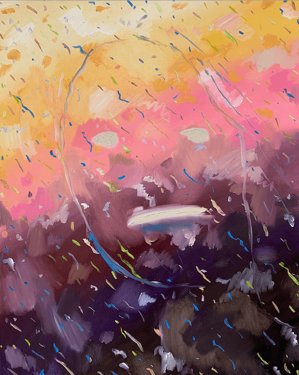 Face to Sunset · 캔버스에 유채 · 72.7x91cm · 2021 © ene · Face to Sunset · oil on canvas
