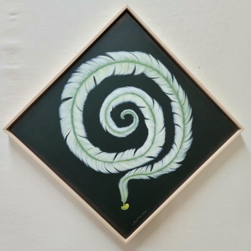 상상씨앗_무엇이 될까 · oil &acrylic on canvas · 45.5×45.5cm · 2021 (이미지 제공 = 스페이스 엄) · oil &acrylic on canvas