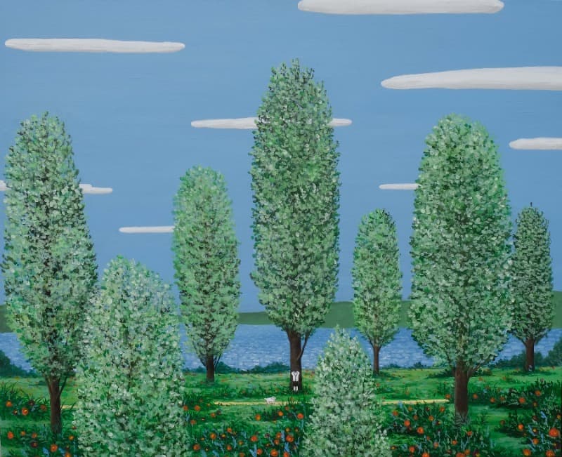 심봉민_다롱아 움직이면 안돼 · acrylic on canvas with charcol · 53x65.1cm · 2021 (이미지 제공 = 청화랑)