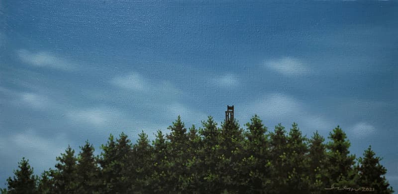 나무의자 · oil on canvas · 20x40cm · 2021 (이미지 제공 = 스페이스 엄) · oil on canvas